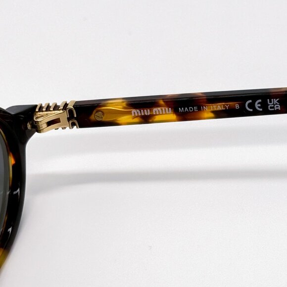 NEW MIU MIU MU04ZS VAU07F OVAL HAVANA SILVER WOMEN SUNGLASSES MU04ZSF VAU07F - Picture 9 of 10